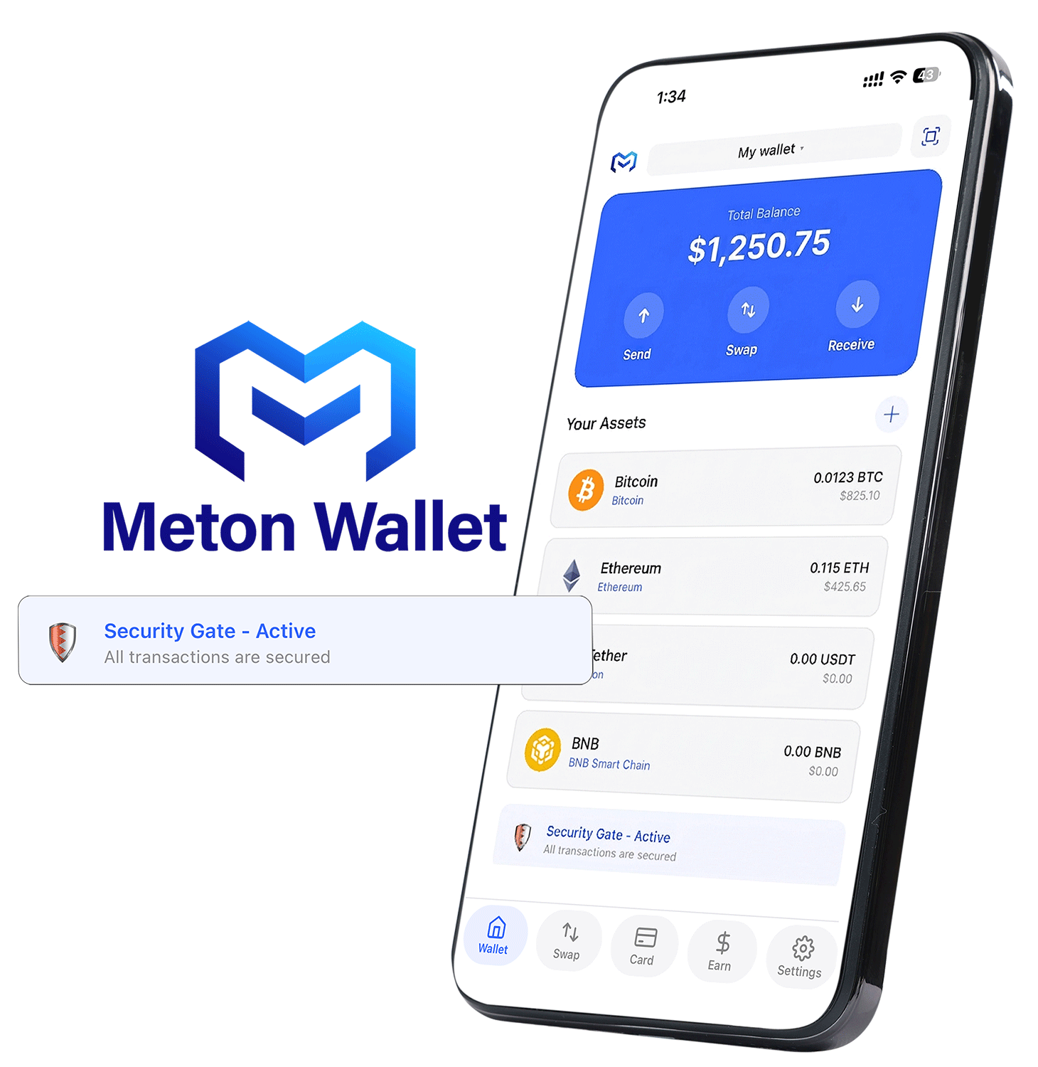 Meton Wallet app on iPhone