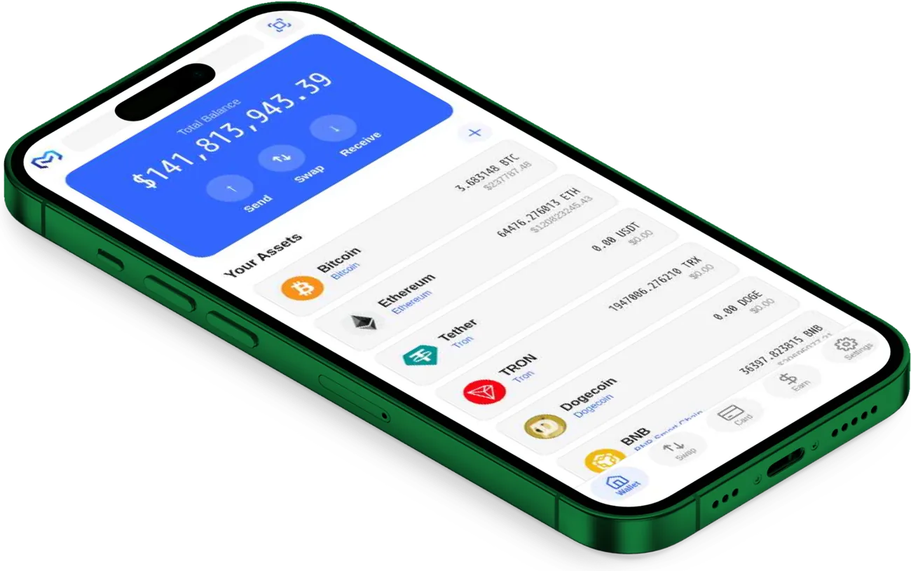 Meton Wallet portfolio screen on iPhone